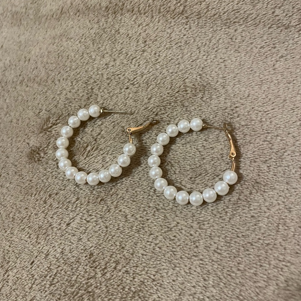 Elegant Pearl Hoop Earrings